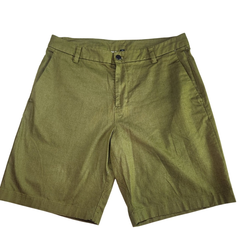 LULULEMON Commission Shorts Men 34 Green Classic 9" Inseam Stretch Golf Athletic